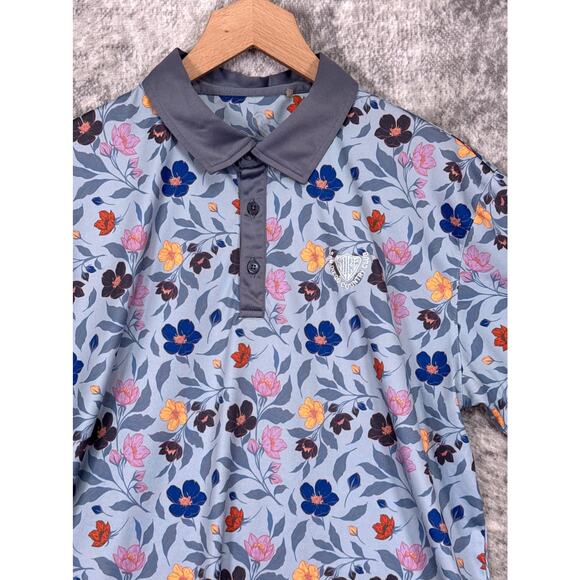 Swannies Polo Shirt Large Mens San Diego Country Club Performance Golf Floral - Picture 2 of 8